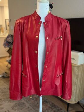 Dana Buchman red leather Jacket